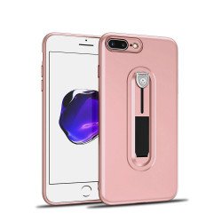 iPhone 8 Plus / 7 Plus Runner Slide Stripe Finger Holder Stand Case (Rose Gold)